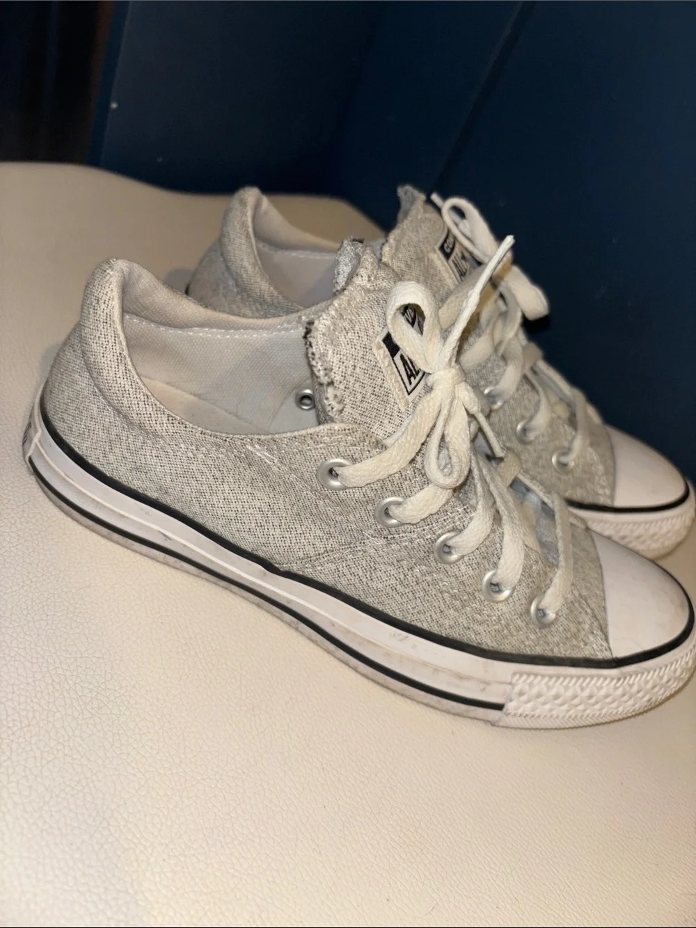 Converse Grey Canvas Low-Top Sneakers with White Laces